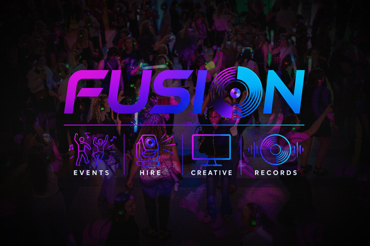 Fusion Network Logo for Events, Hire, Creative and Records.